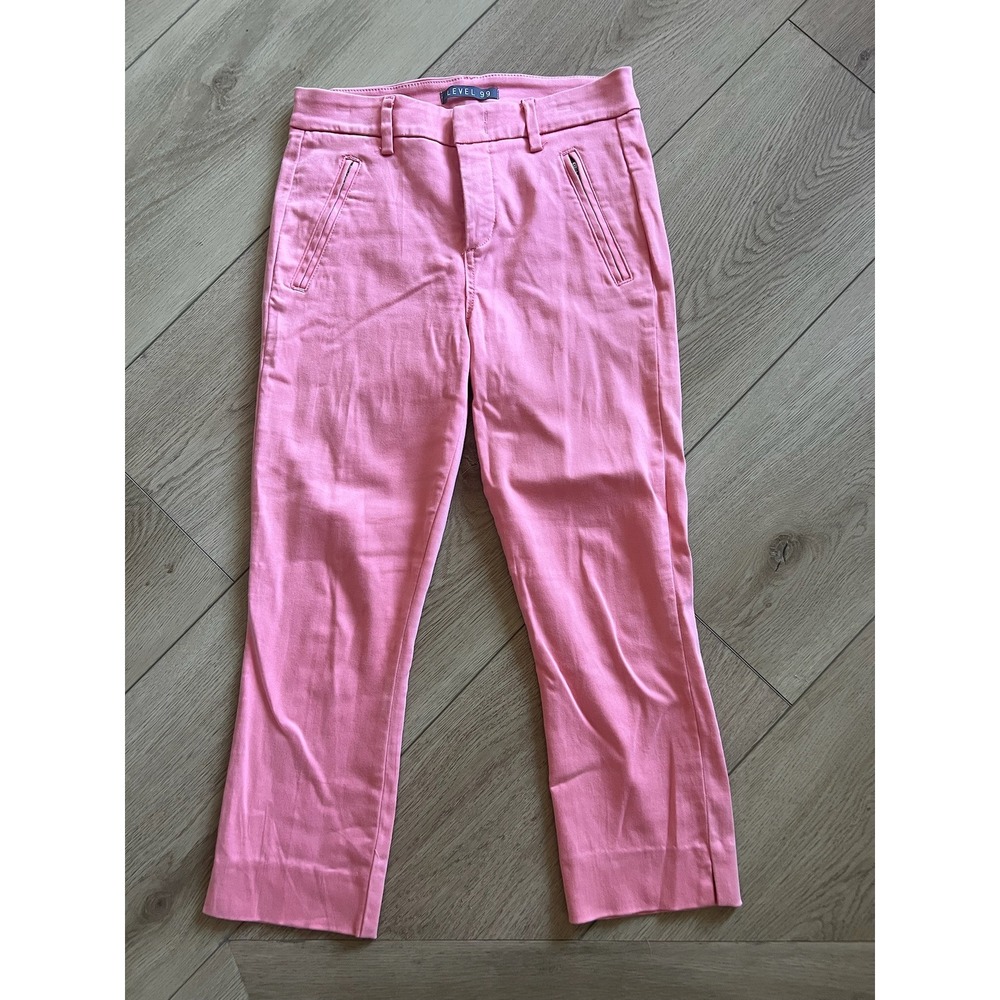 LEVEL 99‎ Women's Pink Cropped Career Pants with Zipper Pockets Size 2